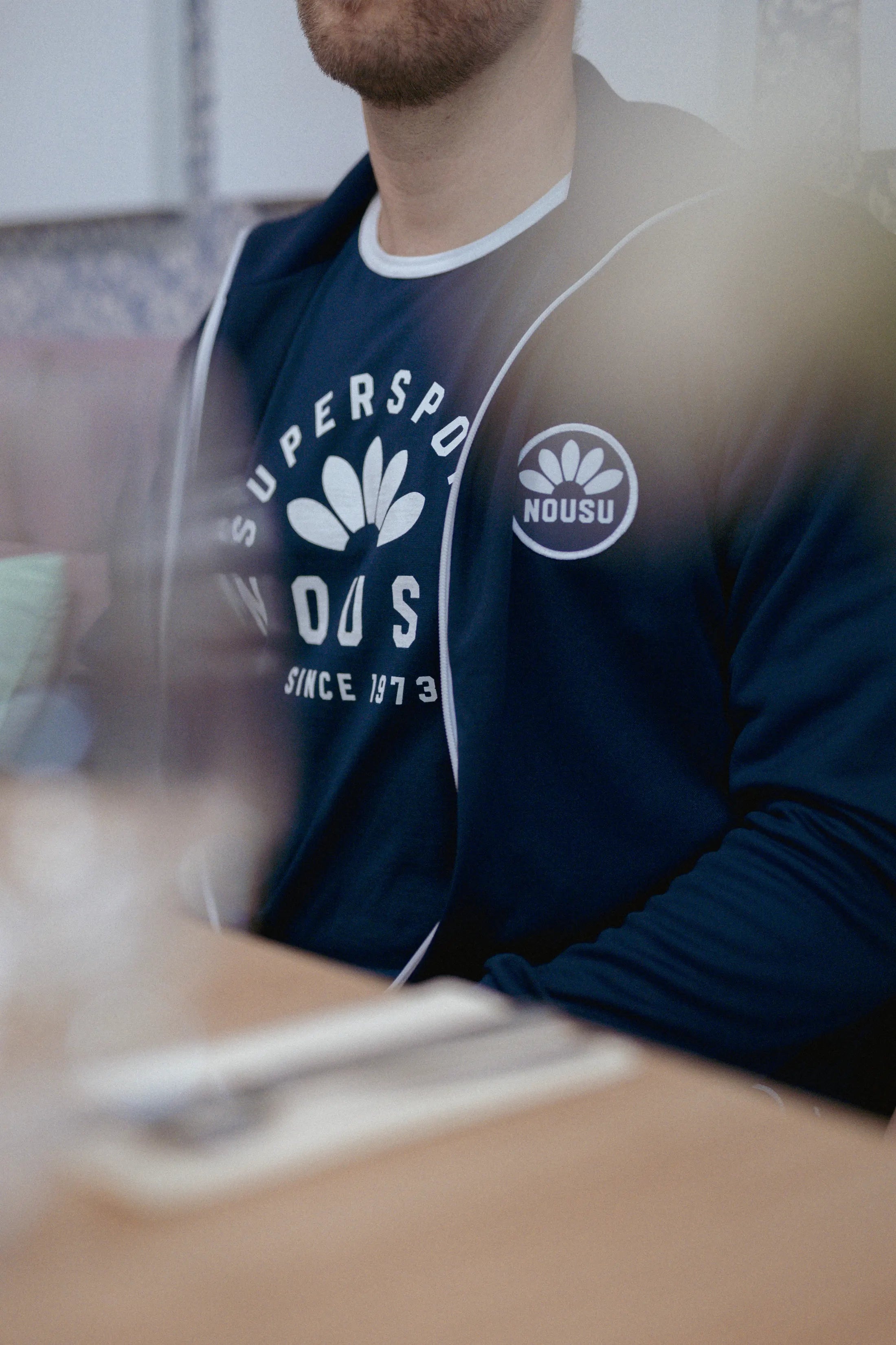 Sininen miesten verkkatakki