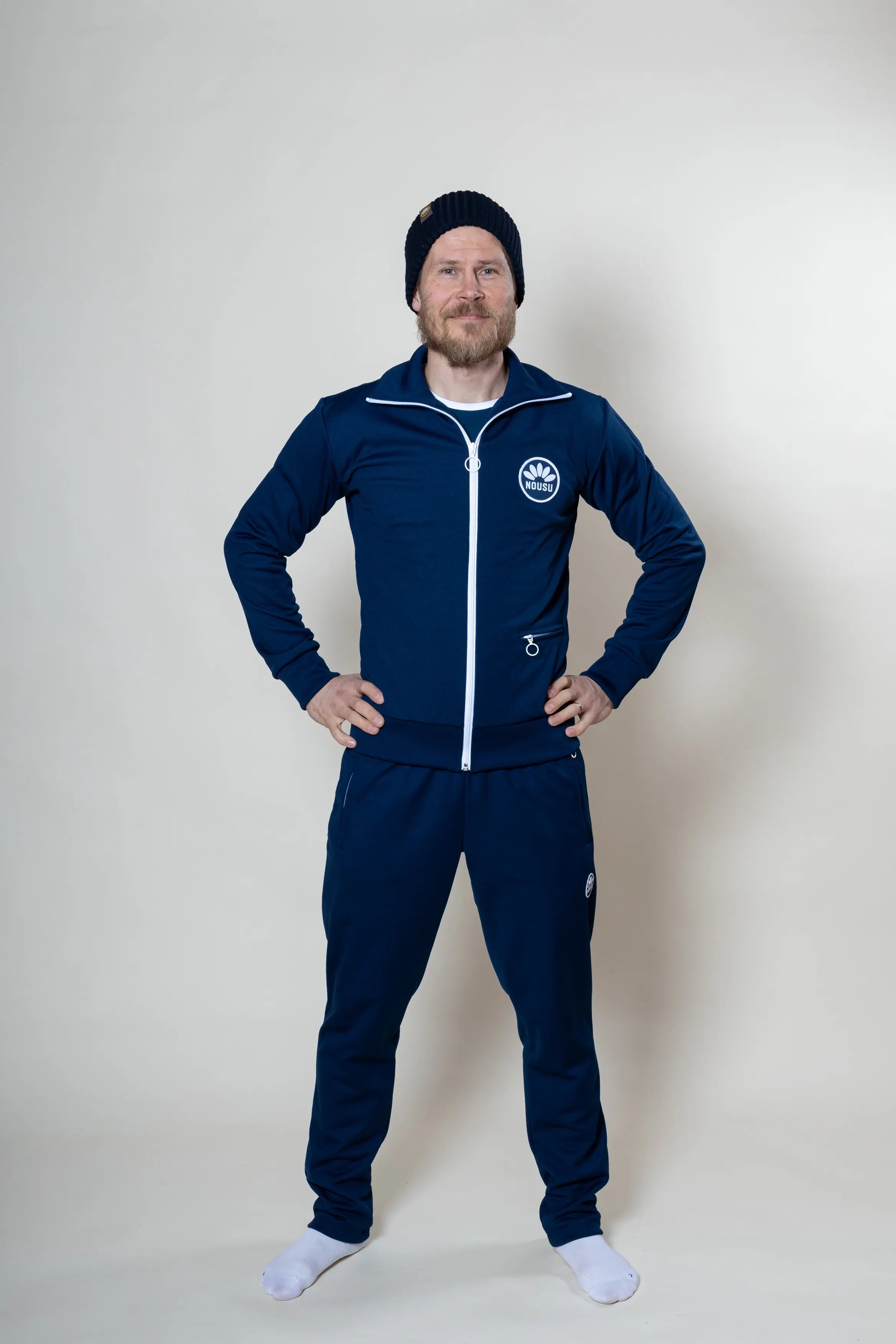 Sininen miesten verkkahousut